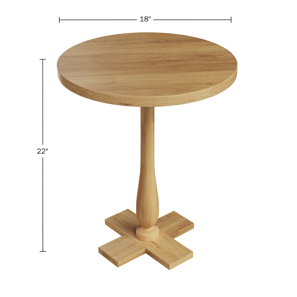 Side Table Mango Wood Pedestal Table White Distressing Farmhouse Living Room Image 2