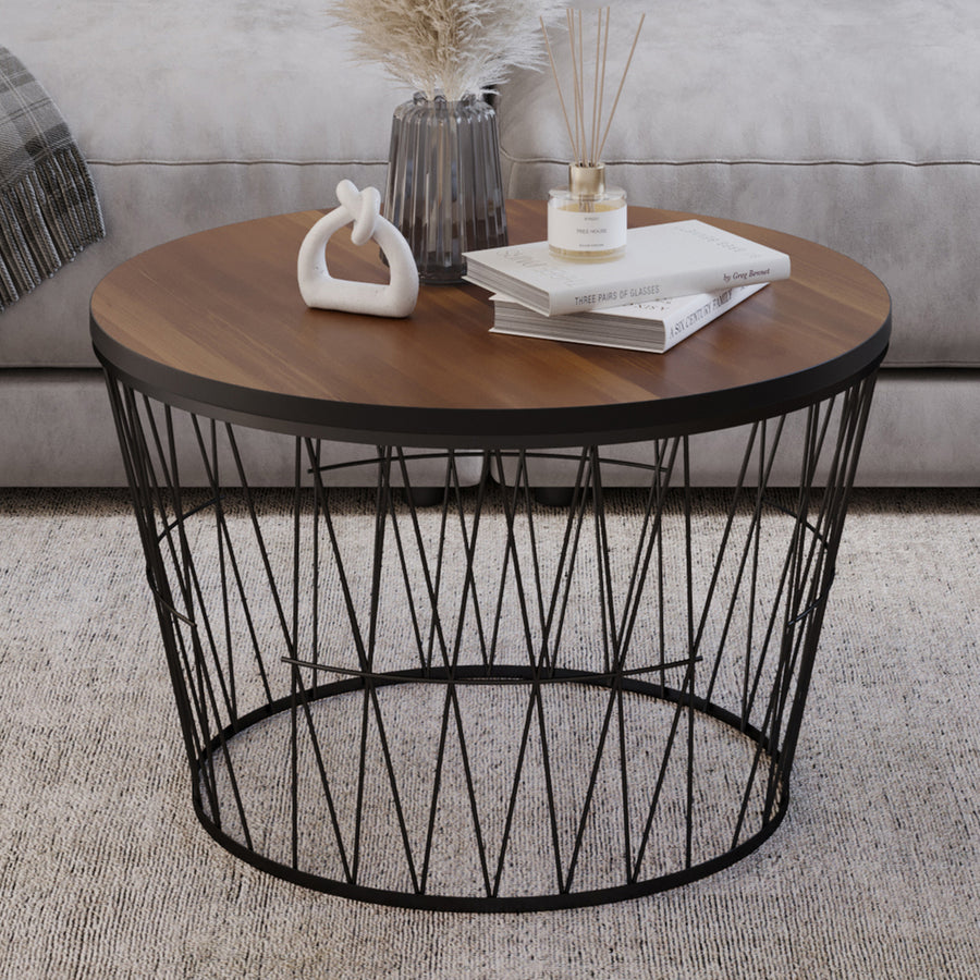 Round Coffee Table with Metal BaseSmall Modern Accent Table 23.5 W x 15 H Image 1