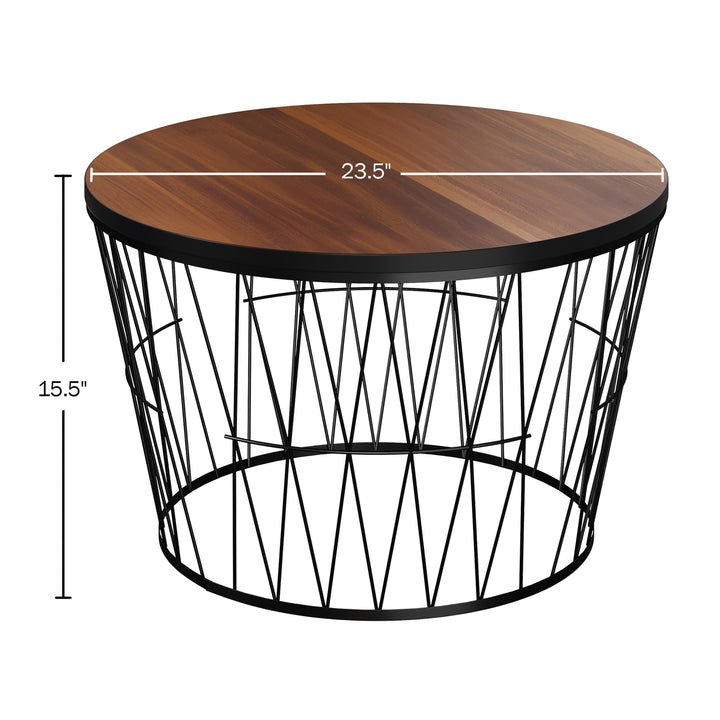 Round Coffee Table with Metal BaseSmall Modern Accent Table 23.5 W x 15 H Image 2