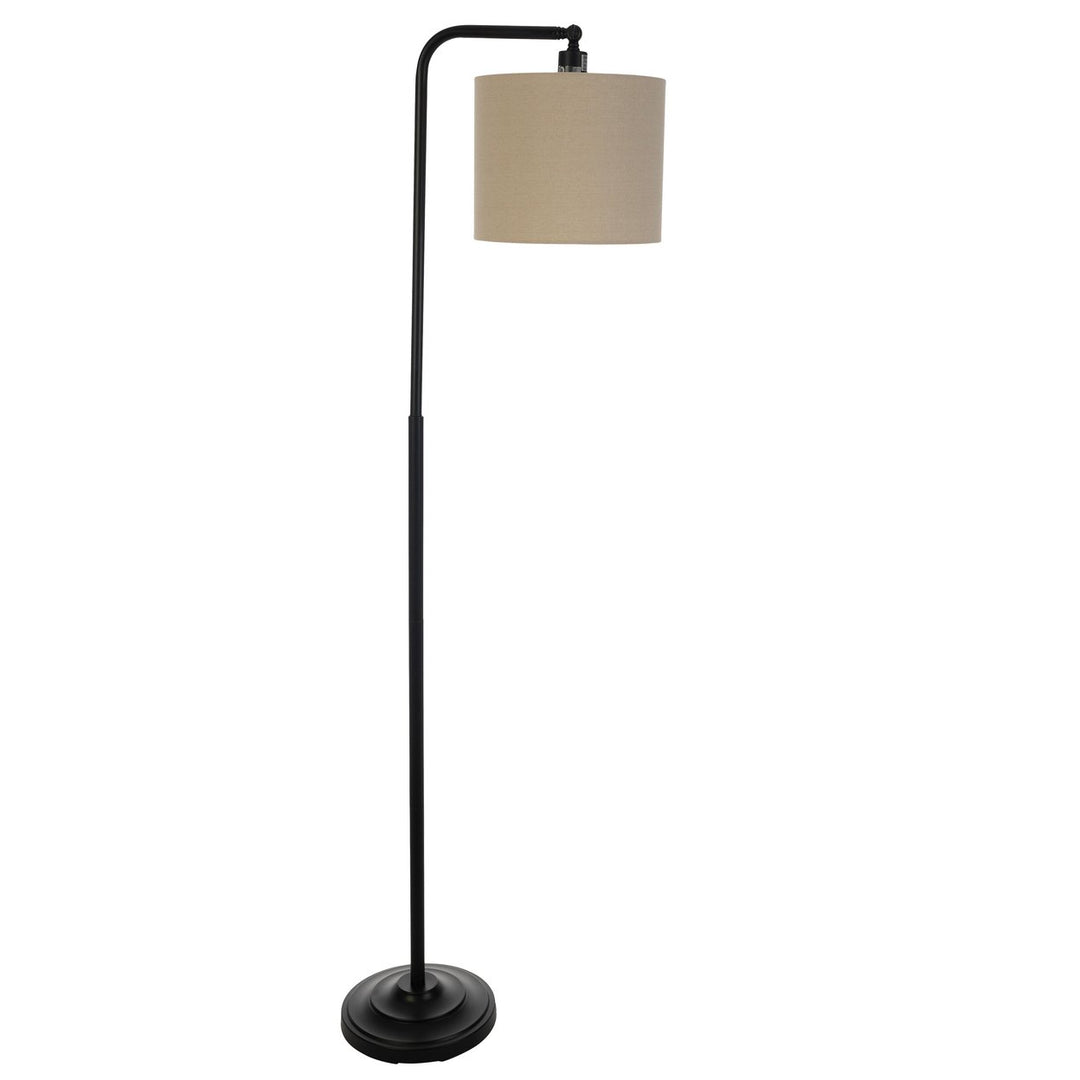 Black Floor Lamp 65in Tall Modern Linen Shade LED Bulb Adjustable Lighting Image 1