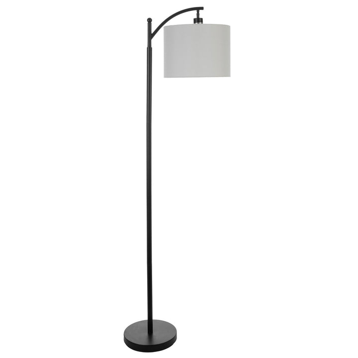 Black 63in Tall Floor Lamp Modern Linen Shade LED Bulb Metal Base Image 1