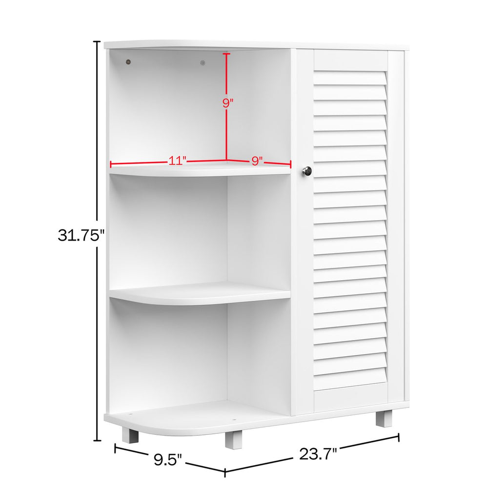 Floor Cabinet with Curved Shelves Kitchen or Bathroom Storage Cabinet, White Image 2