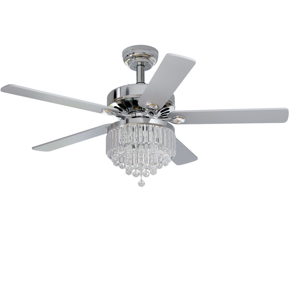 TAUS Modern Crystal Ceiling Fan Light w/ Remote Control 3-speed Chandelier Lamp 52" Image 3