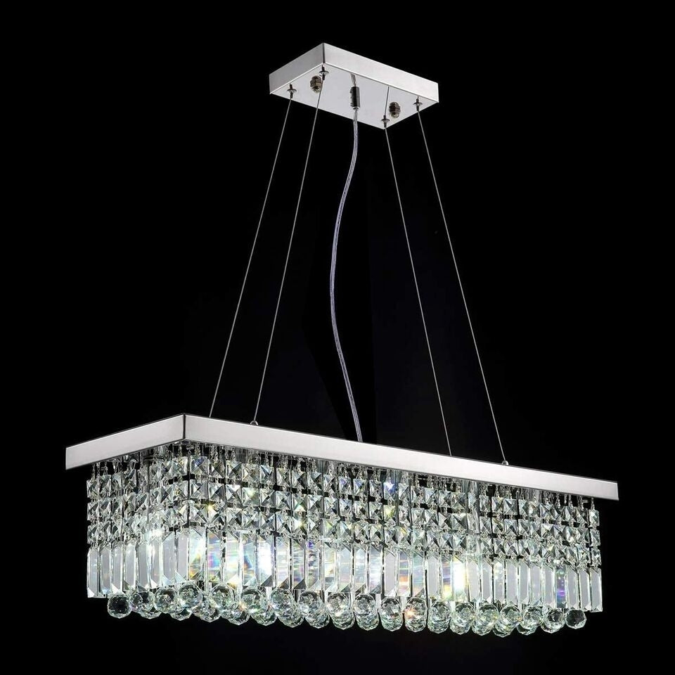 Rectangle K9 Crystal Chandelier Modern Pendant Light for Dining Room Kitchen Image 2