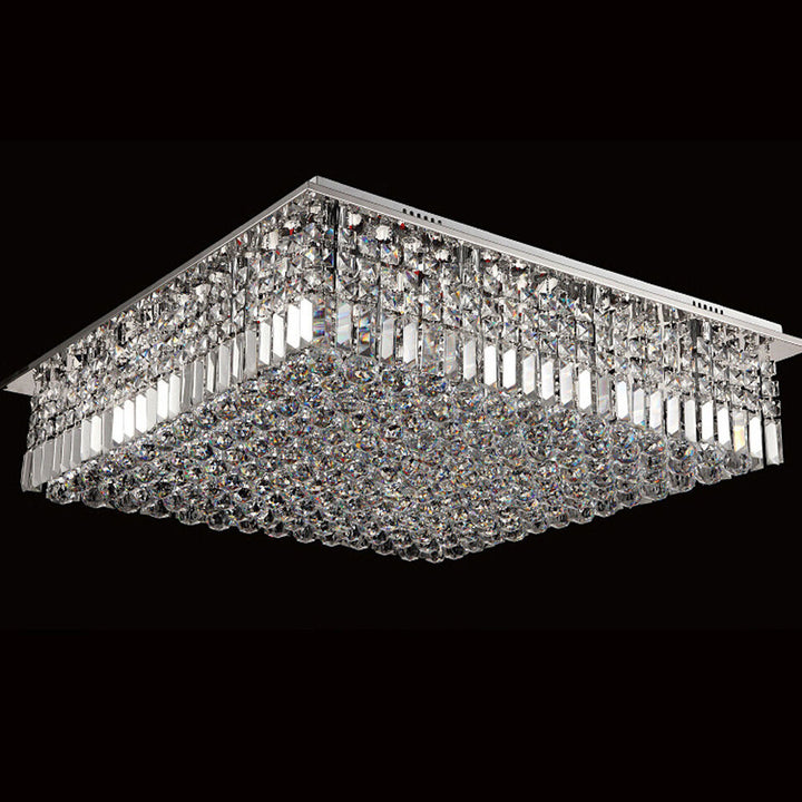 Modern LED K9 Crystal Ceiling Light Chandelier Square Entrance Lighting Fixtures Image 2