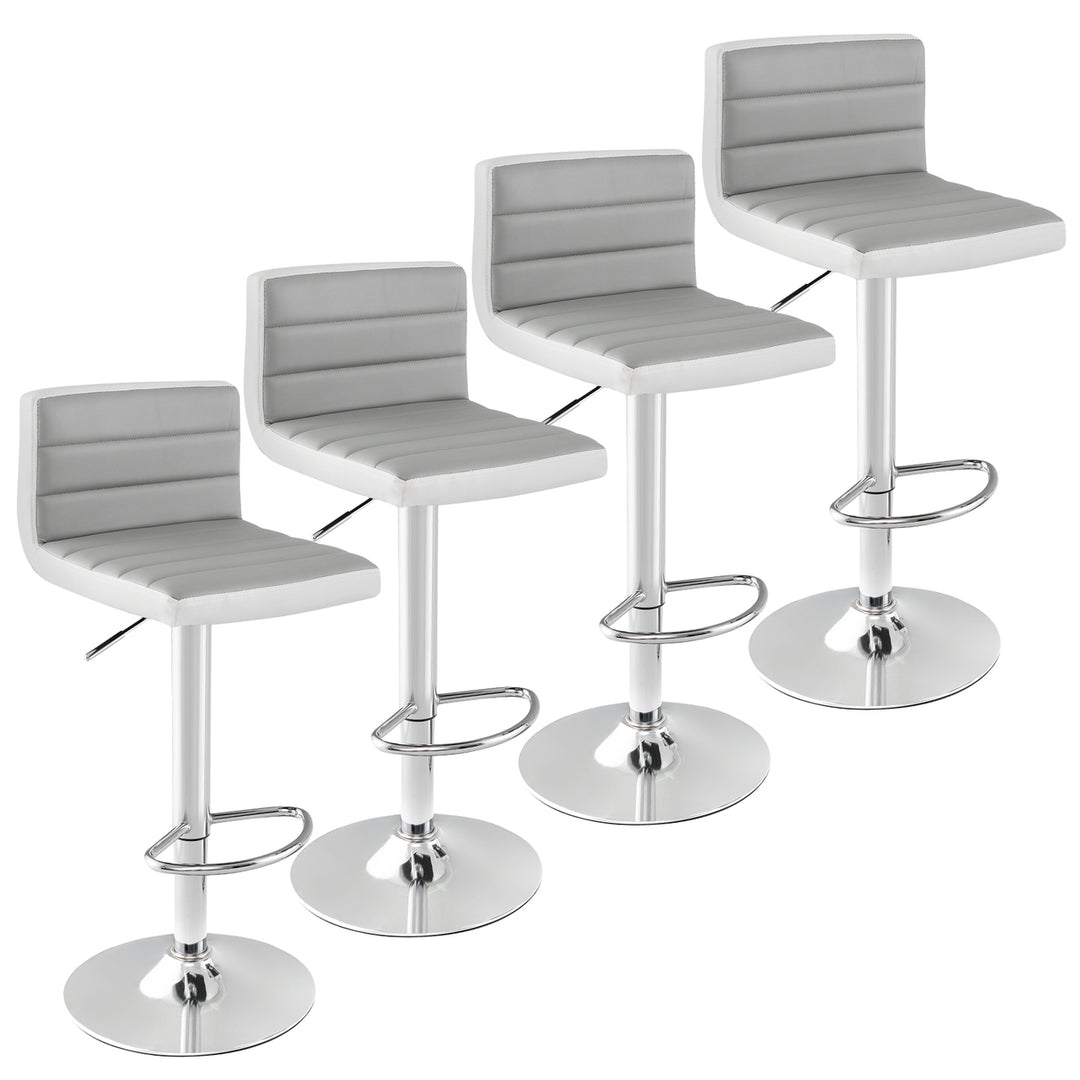 Set of 4 Bar Stools Adjustable Barstool PU Leather Swivel Pub Chairs Armless Image 1