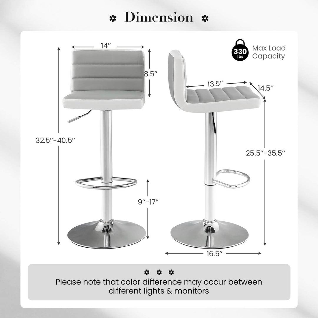 Set of 4 Bar Stools Adjustable Barstool PU Leather Swivel Pub Chairs Armless Image 2