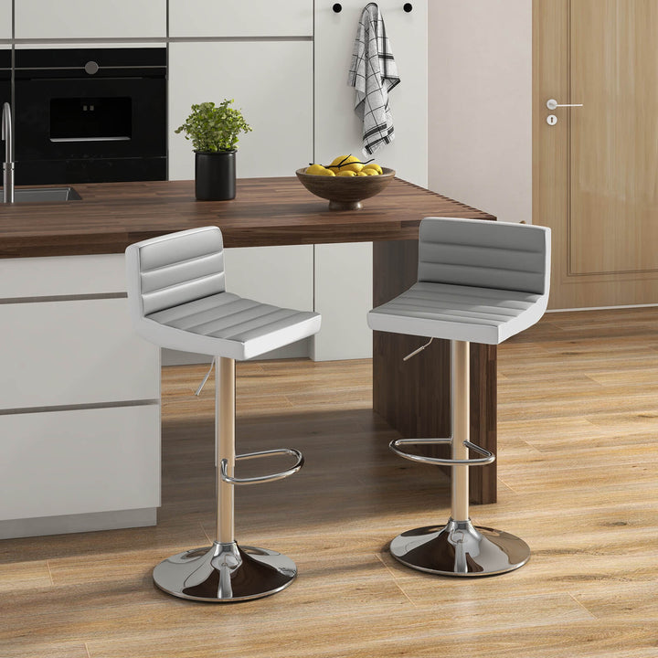 Set of 4 Bar Stools Adjustable Barstool PU Leather Swivel Pub Chairs Armless Image 4