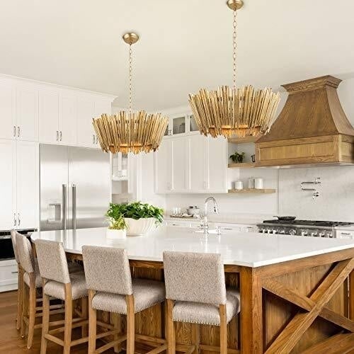 Gold Chandelier Modern Farmhouse Chandelier Dining Room Lighting Fixture Hanging Image 3