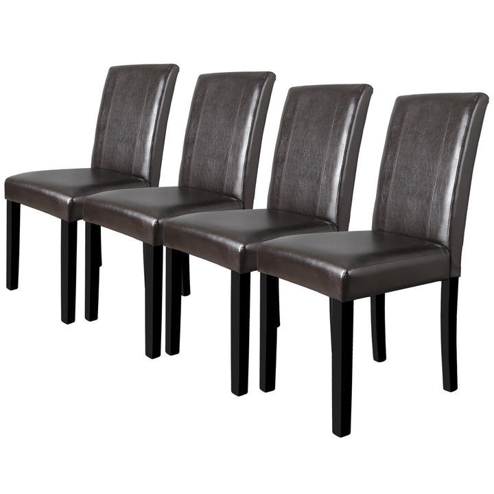 SEGAWE Dining Parson Chairs Set of 4 High Brown PU Leather Elegant Design Home Kitchen Image 1