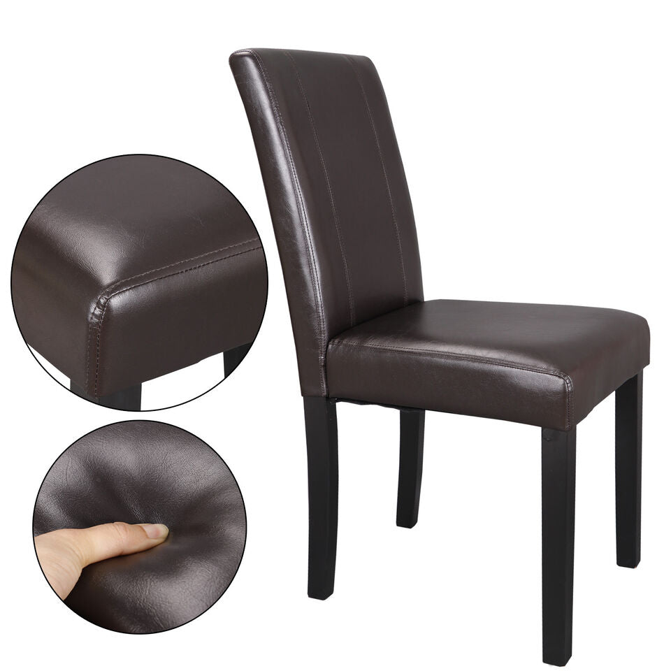 SEGAWE Dining Parson Chairs Set of 4 High Brown PU Leather Elegant Design Home Kitchen Image 2