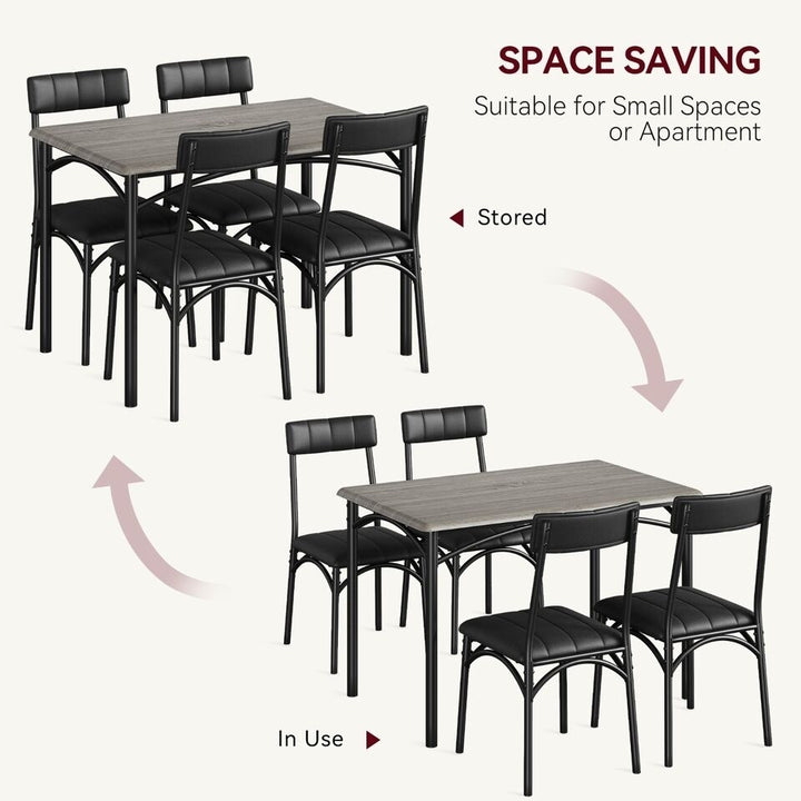 Jojoka 5 Piece Dining Set Table and Chairs Wood Top Dinette Image 1