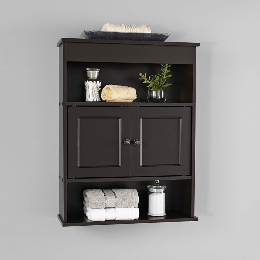 Mainstay Bathroom Wall Mounted Storage Cabinet with 2 Shelves Espresso Image 1