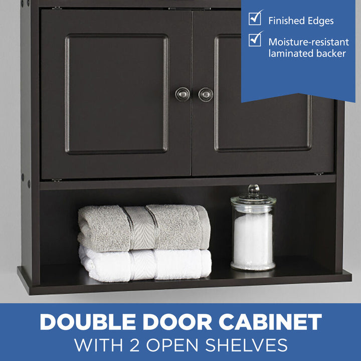 Mainstay Bathroom Wall Mounted Storage Cabinet with 2 Shelves Espresso Image 2