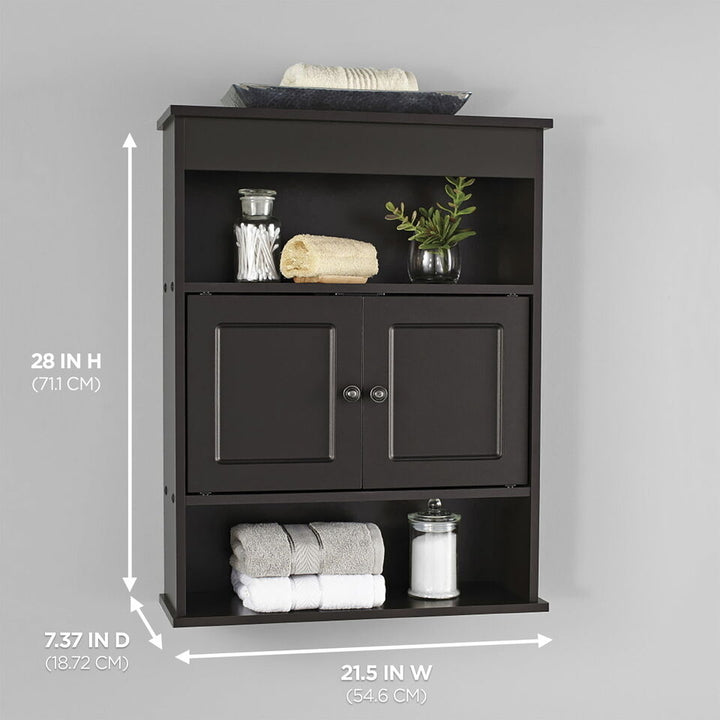 Mainstay Bathroom Wall Mounted Storage Cabinet with 2 Shelves Espresso Image 3