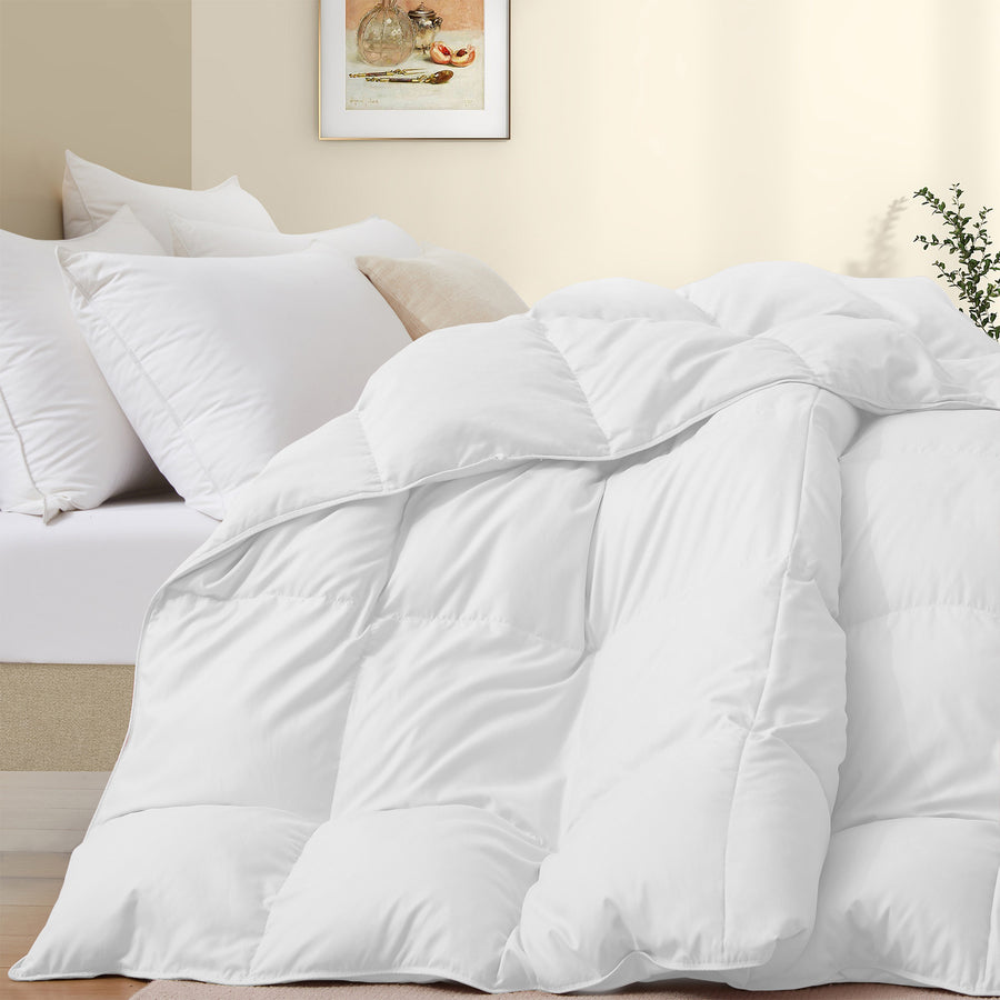 Basic Bedding Sets with All Season Goose Down Feather Comforter, 2 Pack Goose Down Pillows, Duvet Cover Set Image 1