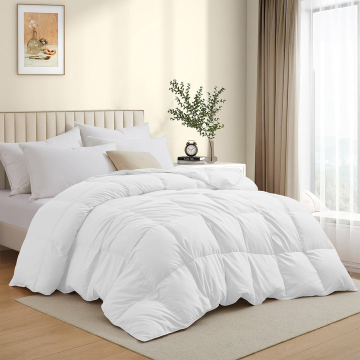 Goose Down Comforter Bedding Set Twin Full Queen King 2 Pack Pillows Duvet Cover Image 2