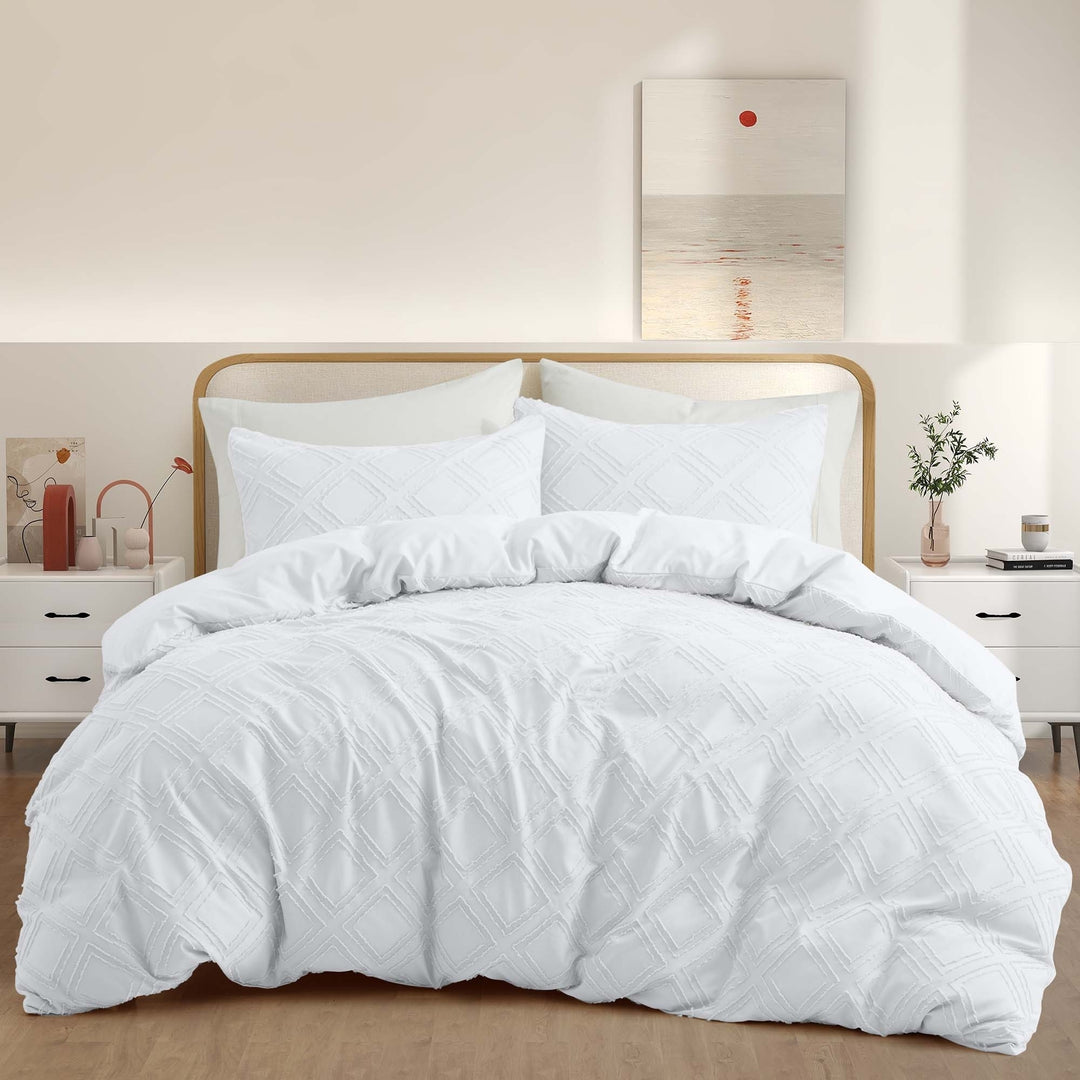 Basic Bedding Sets with All Season Goose Down Feather Comforter, 2 Pack Goose Down Pillows, Duvet Cover Set Image 5