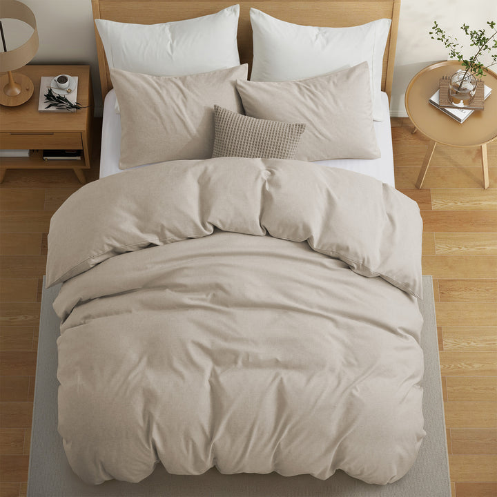 Solid Faux Linen Duvet Cover Set with Shams - Luxurious Comfort Image 4