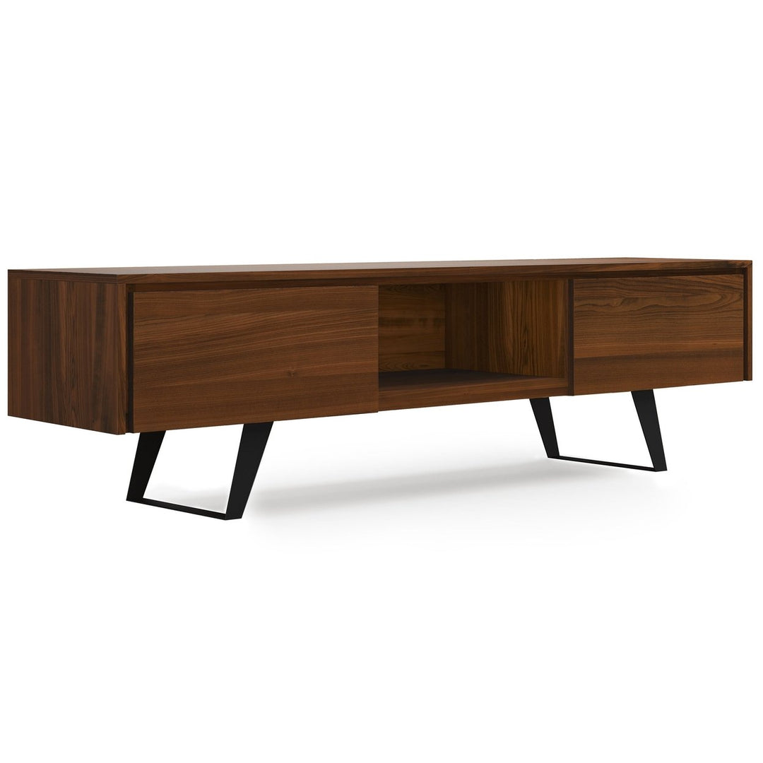 Lowry 72 Inch TV Media Stand Walnut Solid Acacia for Living Room Storage Image 1