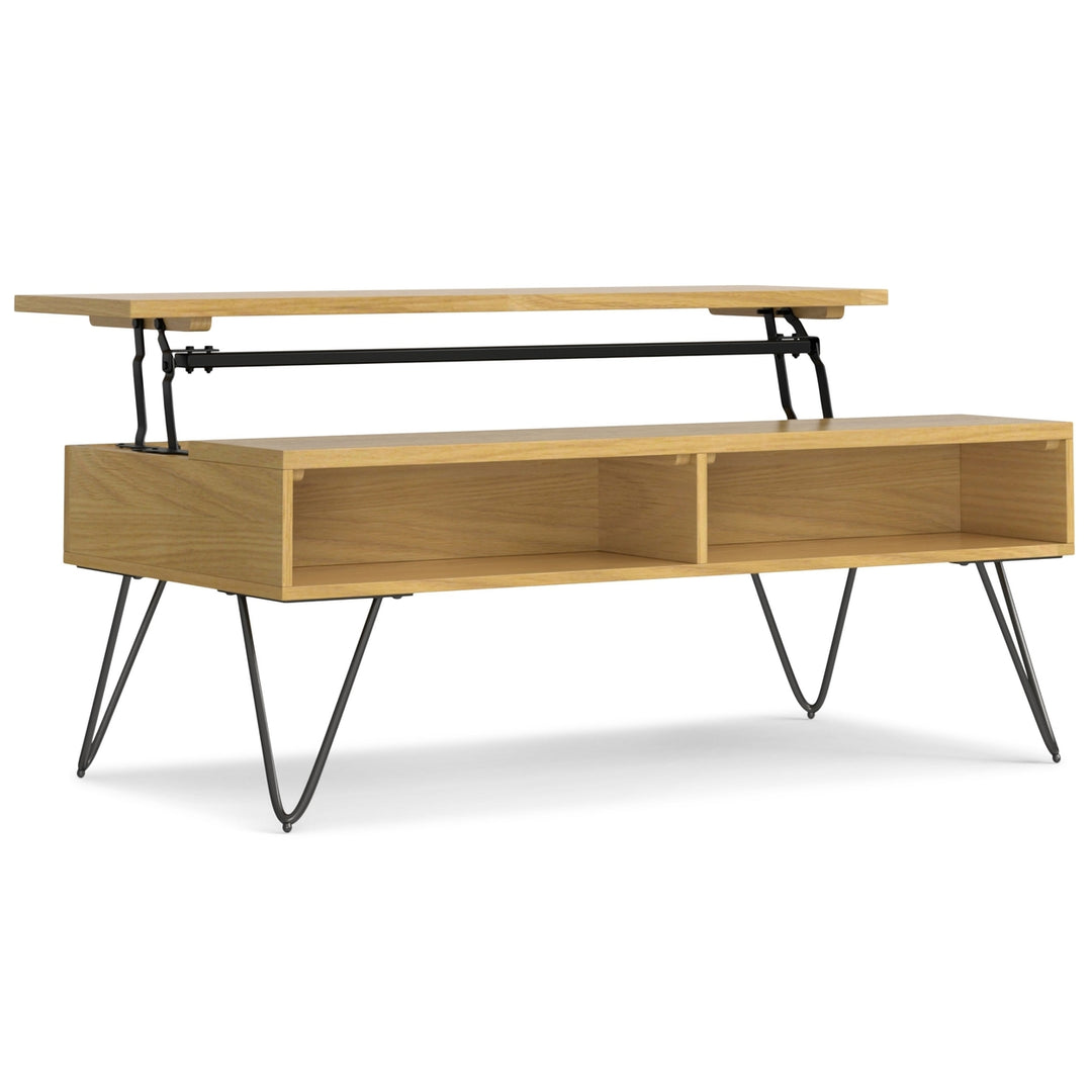 SIMPLIHOME Hunter SOLID MANGO WOOD and Metal 36 inch Wide Rectangle  Industrial Contemporary Small Lift Top Coffee Table in Natural, for the  Living