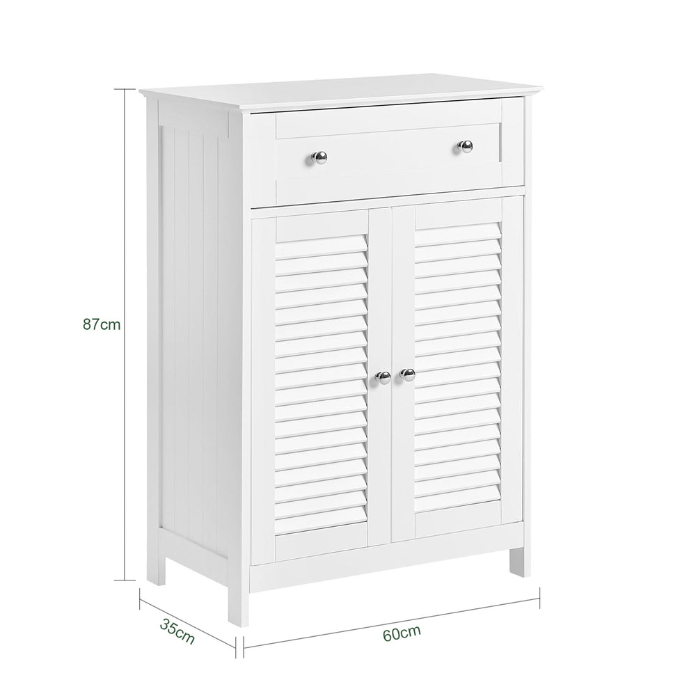 Haotian FRG238-W, Storage Cabinet Cupboard with Drawer and Doors Image 2