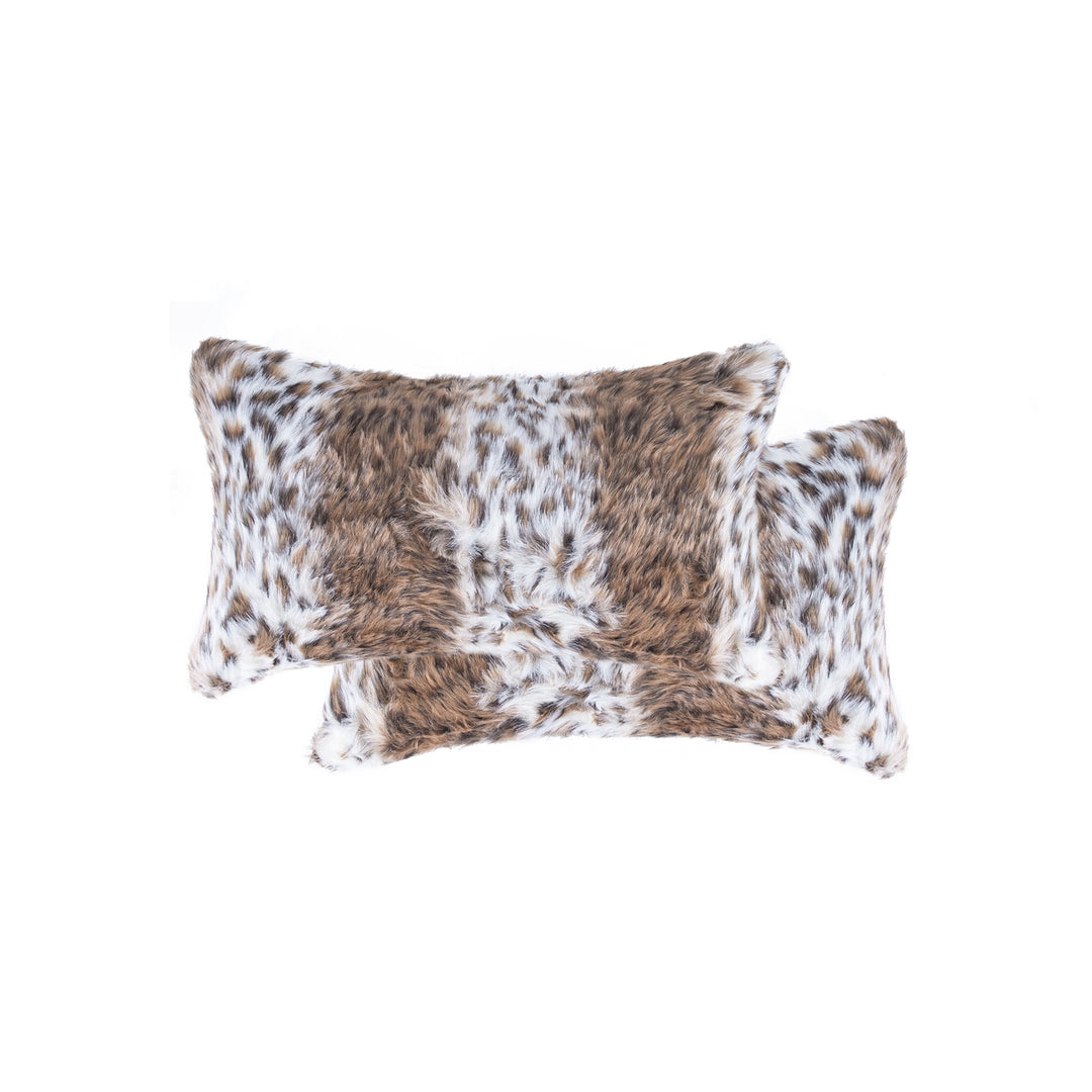 Luxe Faux faux Pillow 2-Piece Georgetown Lynx Natural Sheepskin Image 1