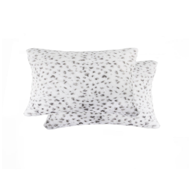 Luxe Faux faux Pillow 2-Piece Snow Leopard Sheepskin Soft Collection Image 1