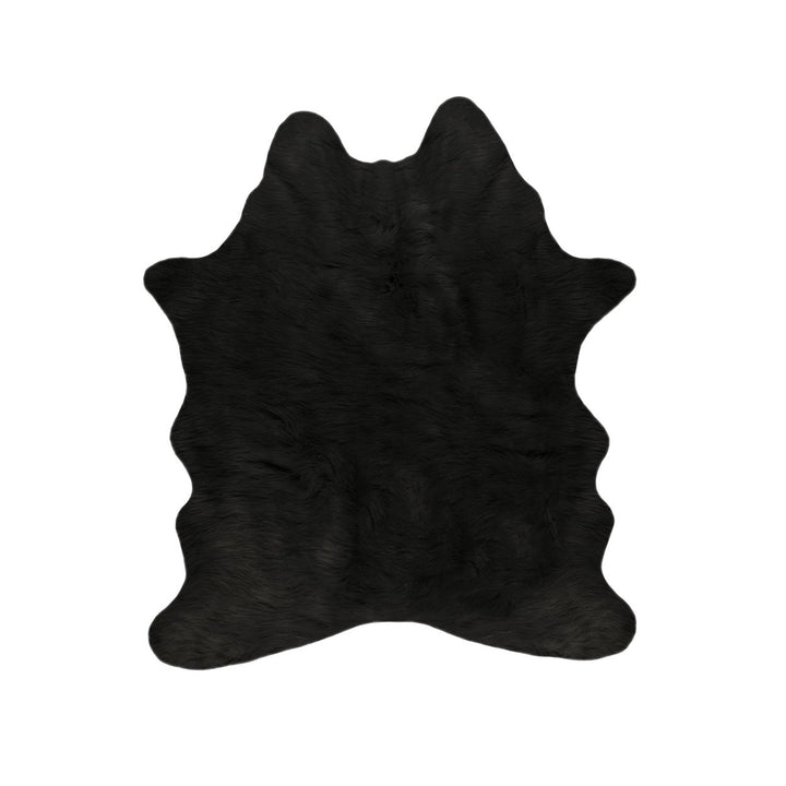 Luxe Faux Hide Rug Black Handmade Brazilian Cowhide 1-Piece Image 4