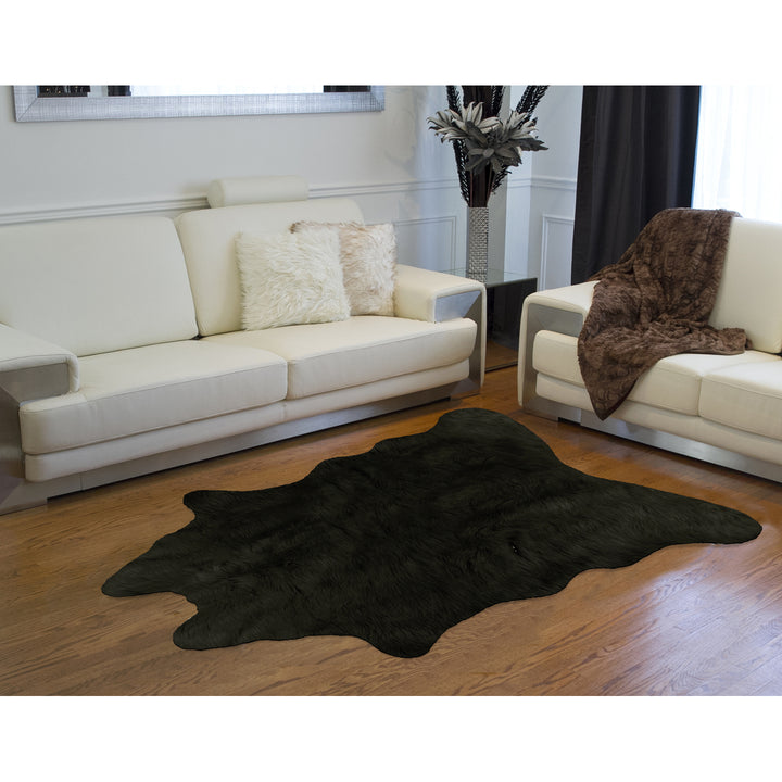 Luxe Faux Hide Rug Black Handmade Brazilian Cowhide 1-Piece Image 6