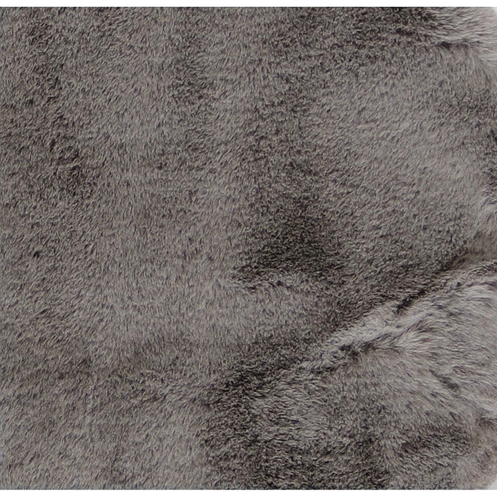 Luxe Faux Rabbit Rectangular Rug Grey 1-Piece Soft Cozy Animal-Free 100% Textile Image 3