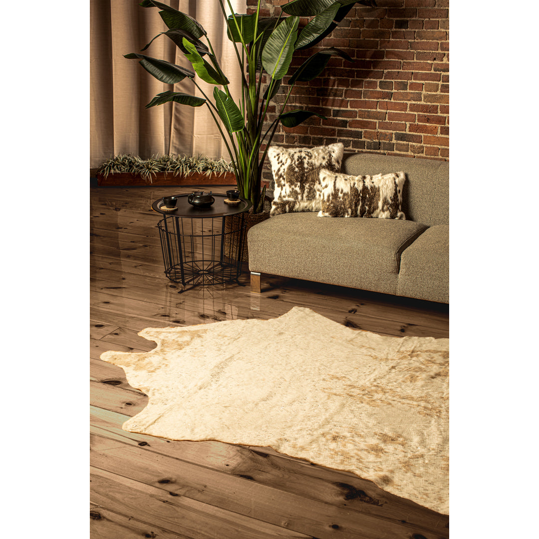 Luxe Faux Hide Rug Oatmeal 1-Piece Handmade Stain-Resistant Cowhide Image 7