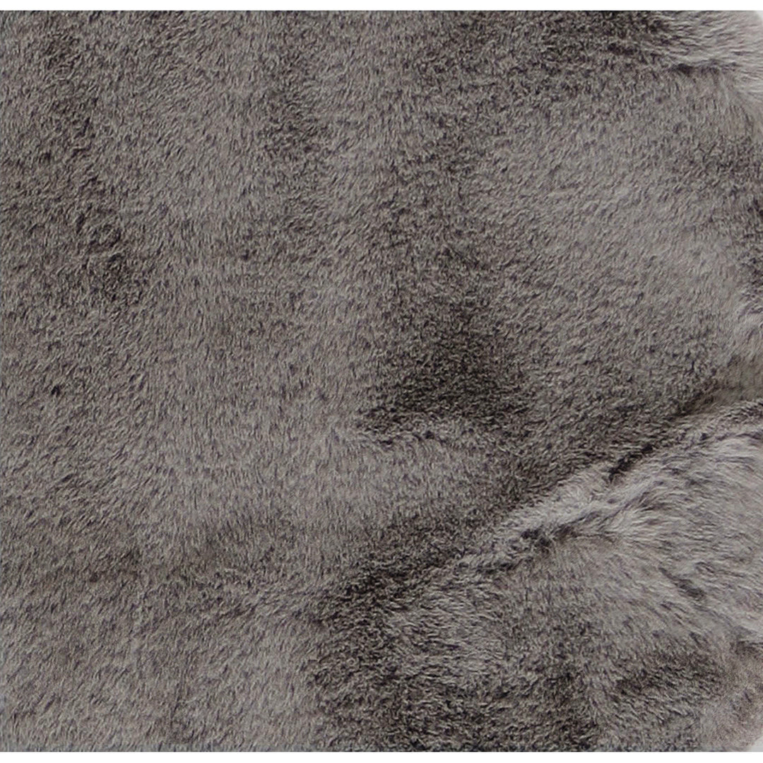 Luxe Faux Rabbit Rectangular Rug Grey 1-Piece Soft Cozy Animal-Free 100% Textile Image 7