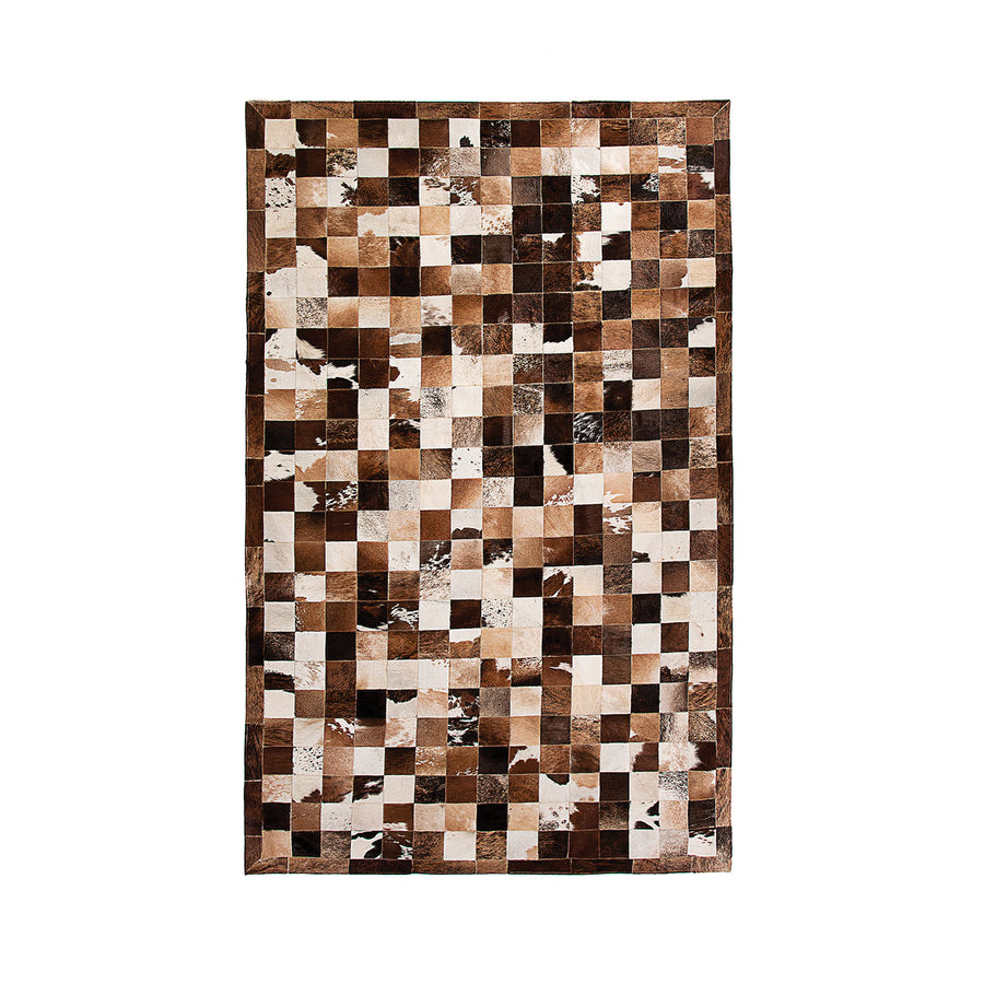 Natural Cowhide Rug Tri-color Stitched 1-Piece Handmade Brazilian Image 1