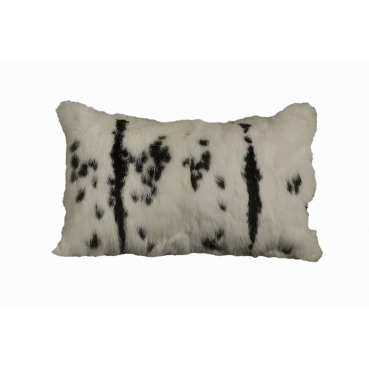 Natural Rabbit Pillow Black White 1-Piece 100% faux Soft Micro Suede Backing Image 1