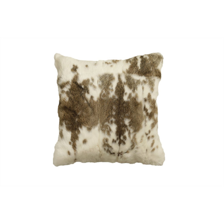 Natural Rabbit faux Pillow Brown White 1-Piece Hand-Tufted Decorative Cushion Image 4