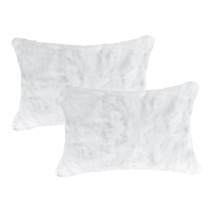 Natural Rabbit faux Pillow 2-Piece Set White 100% Soft Micro Suede Backing Image 1