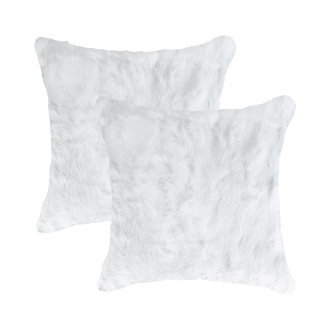 Natural Rabbit faux Pillow 2-Piece Set White 100% Soft Micro Suede Backing Image 4