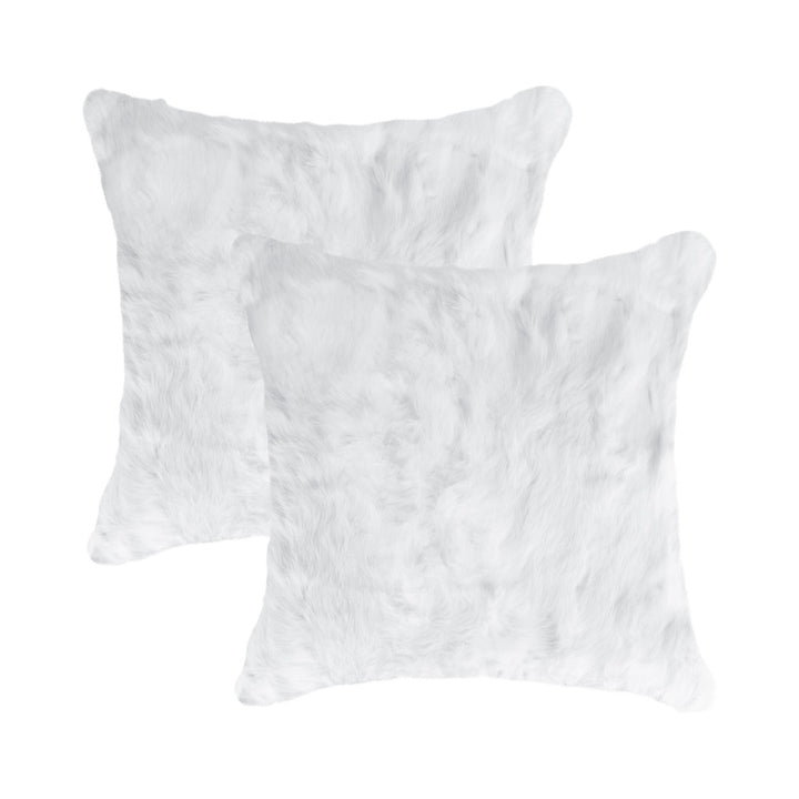 Natural Rabbit faux Pillow 2-Piece Set White 100% Soft Micro Suede Backing Image 1