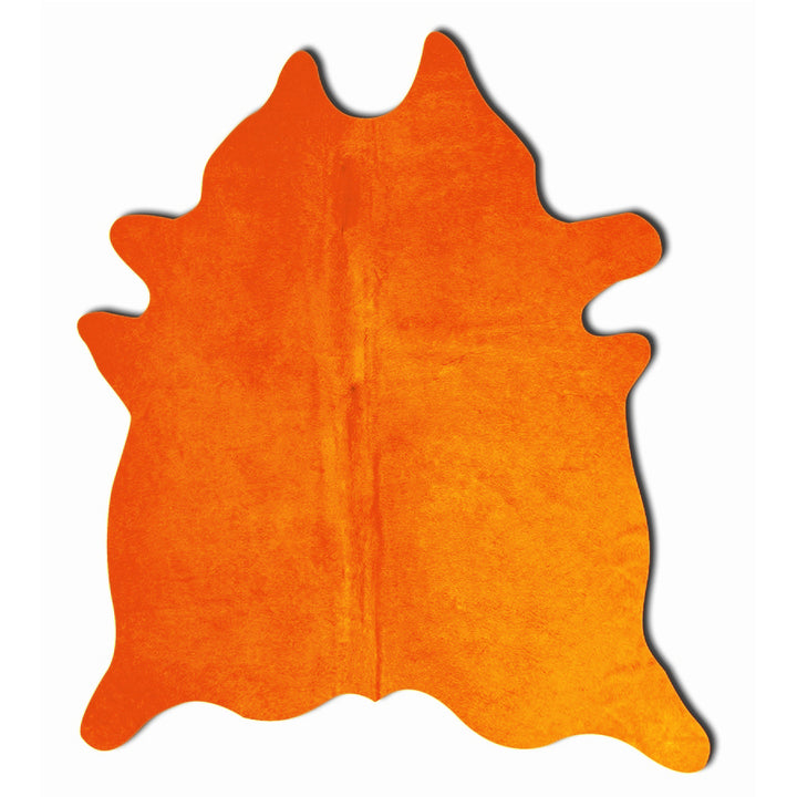 Geneva Cowhide Rug Orange 1-Piece Natural Brazilian Leather Handmade Soft Image 1