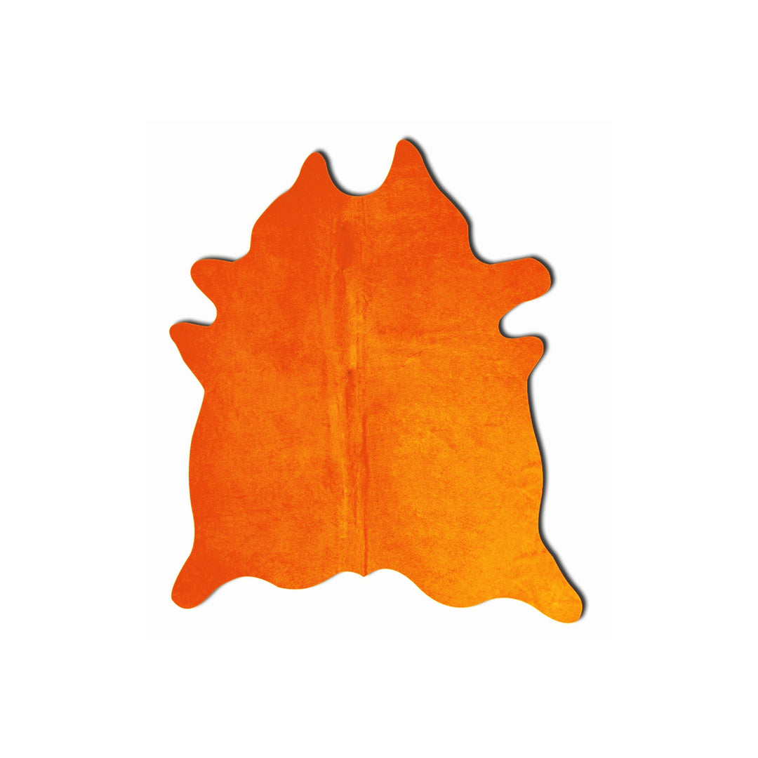 Geneva Cowhide Rug Orange 1-Piece Natural Brazilian Leather Handmade Soft Image 3