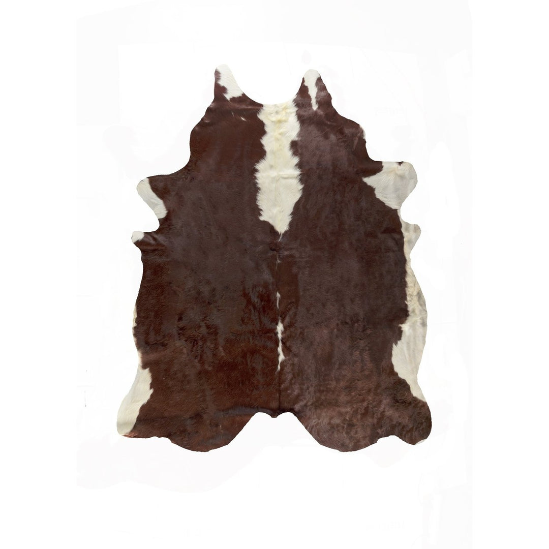 Kobe Cowhide Rug Natural Hereford Brown White 1-Piece Brazilian Leather Image 1