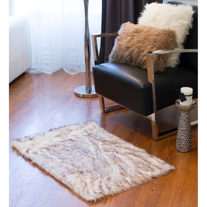 Luxe Hudson Faux Sheepskin Rug Gradient Chocolate 2x3 Soft Cozy Image 3