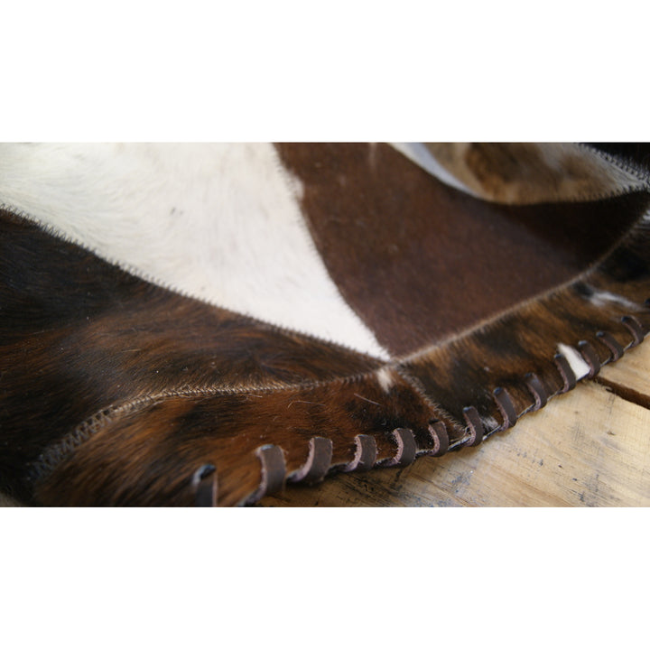 Natural Cowhide Runner Rug Stitched Chocolate 1x6 Handmade Brazilian Image 2