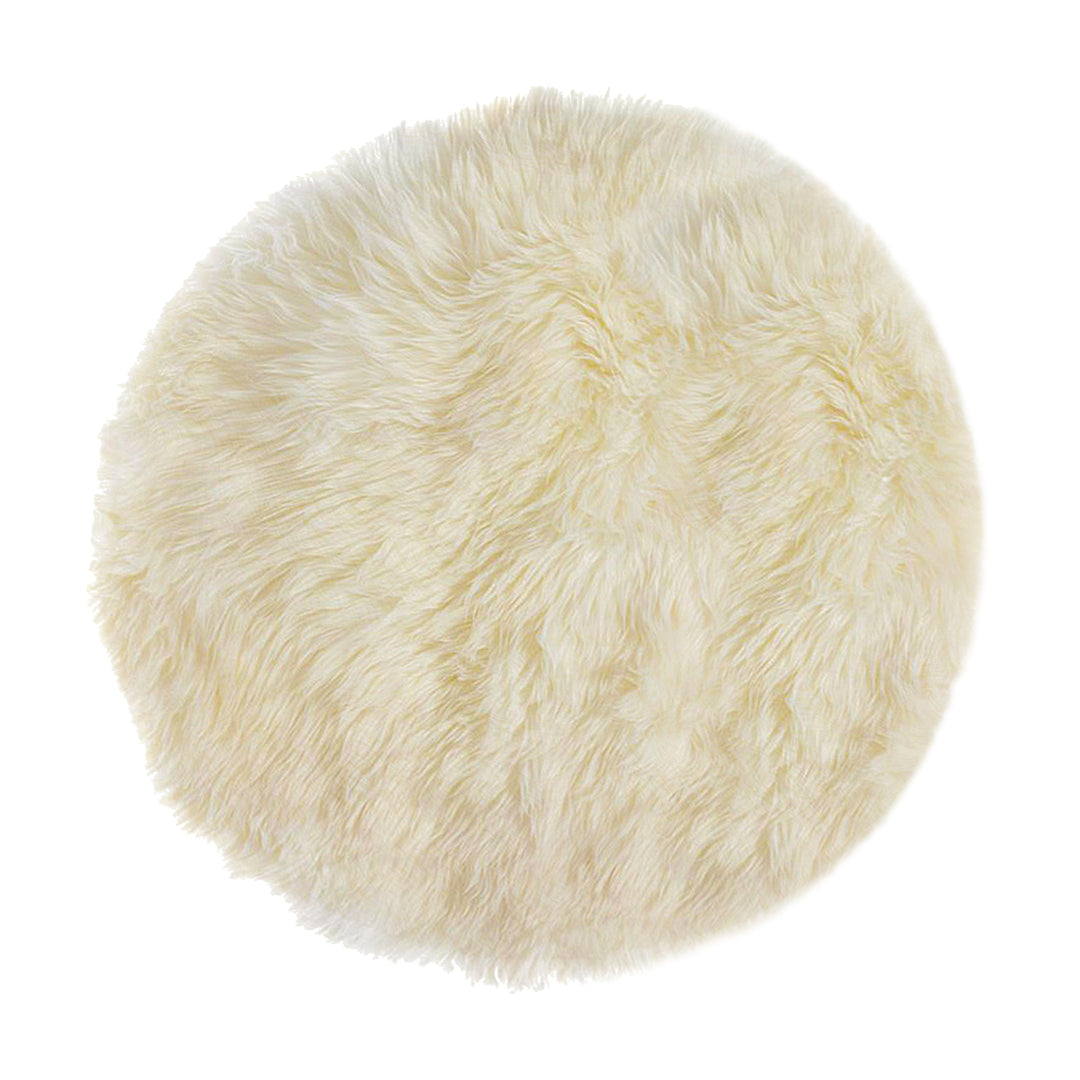 Natural Zealand Sheepskin Circular Rug 5 White Soft faux Image 1