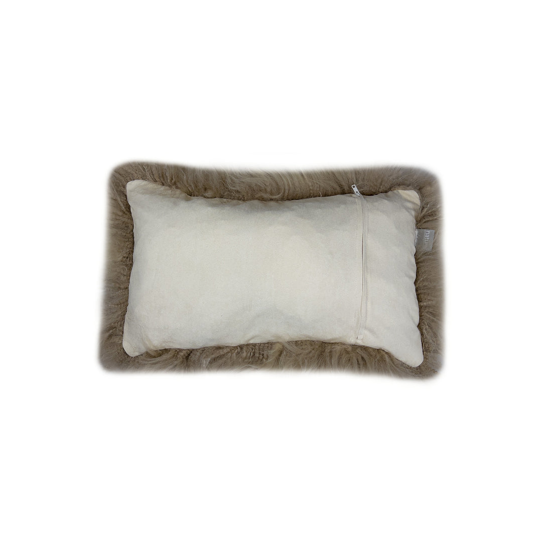 Zealand Sheepskin Pillow Taupe 2-Piece Set 100% Natural Soft Decor Image 2