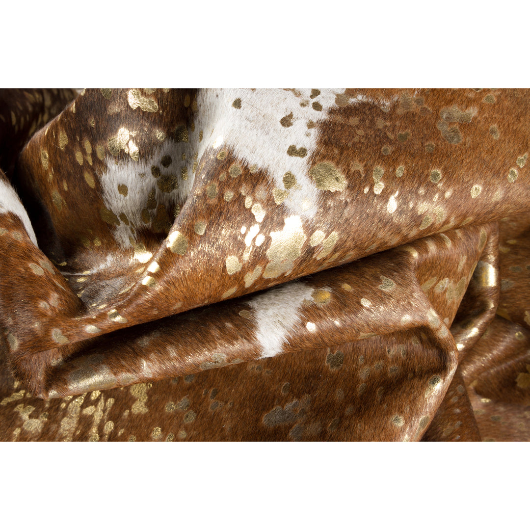 Natural Scotland Cowhide Rug 1-Piece Brown White Gold Soft Quality Image 2