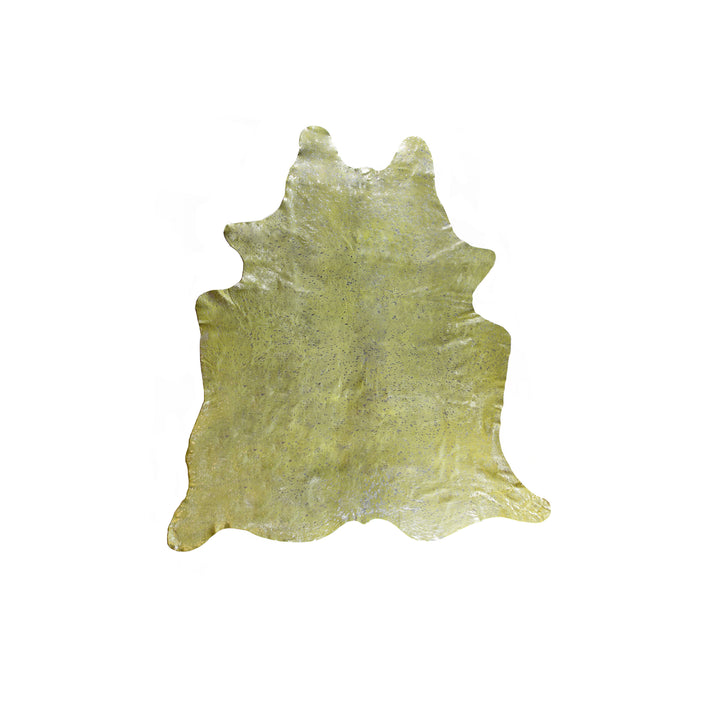 Natural Cowhide Rug Lime Silver Handmade Brazilian 1-Piece Image 1