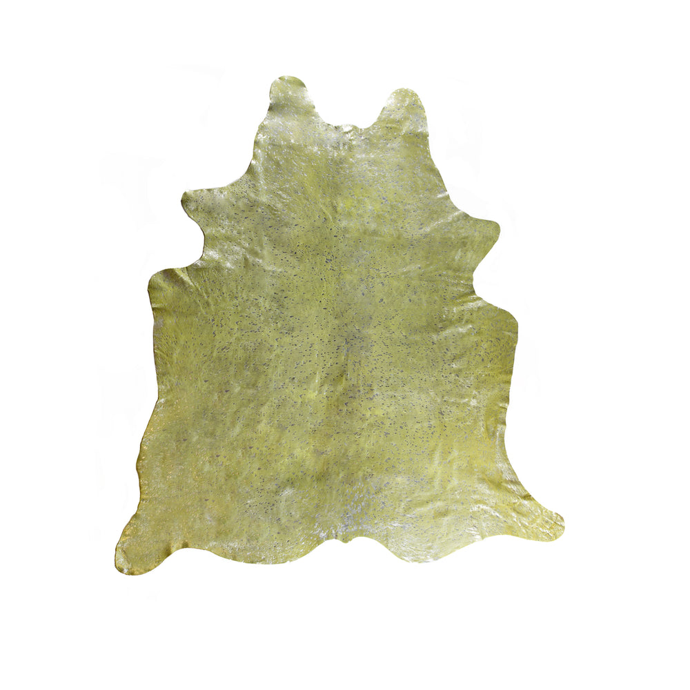 Natural Cowhide Rug Lime Silver Handmade Brazilian 1-Piece Image 2