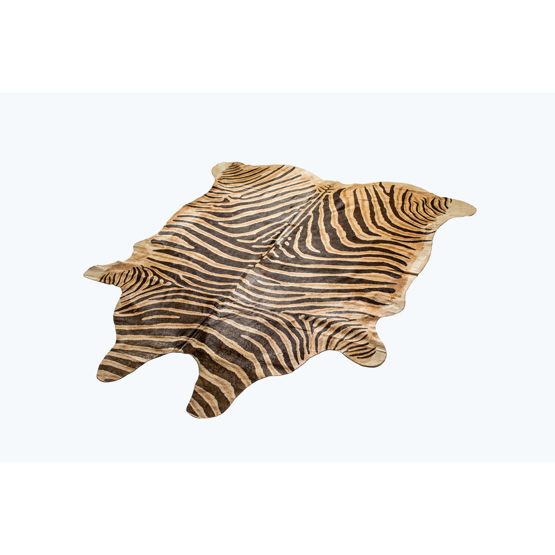 Natural Togo Cowhide Rug African Zebra Chocolate Natural 1-Piece Handmade USA Image 3